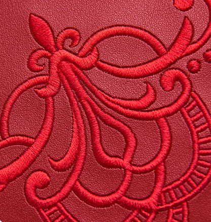 Auspicious Pavilions and Terraces Embroidered Leather Handbag