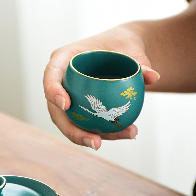 Spearmint Green Cloud Crane Tea Cup