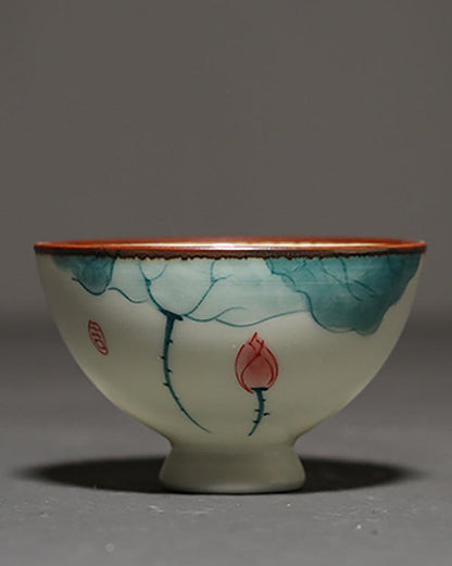 Handpainted Lotus Porcelain Tea Cup - gloriouscollection