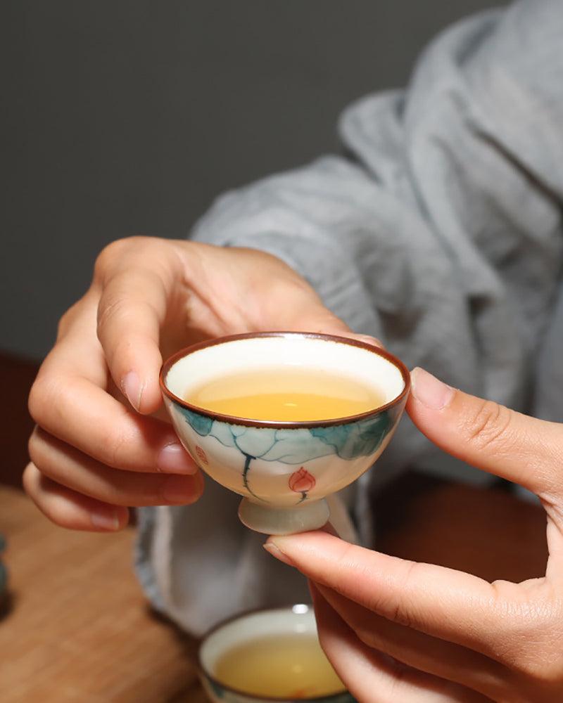 Handpainted Lotus Porcelain Tea Cup - gloriouscollection