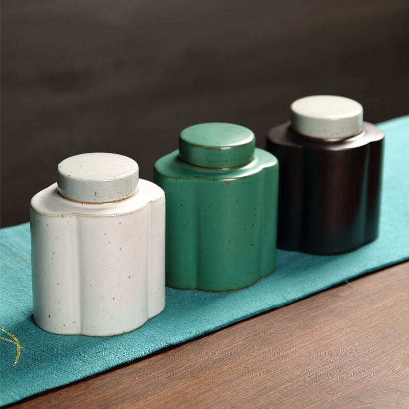 Turquoise Glaze Begonia Stoneware Tea Tins White Tea Pu&