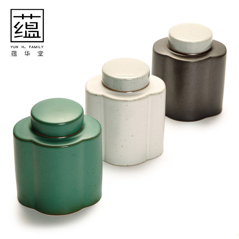 Turquoise Glaze Begonia Stoneware Tea Tins White Tea Pu&