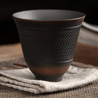 Handmade Purple Pottery Tea Cup with Frosted Finish