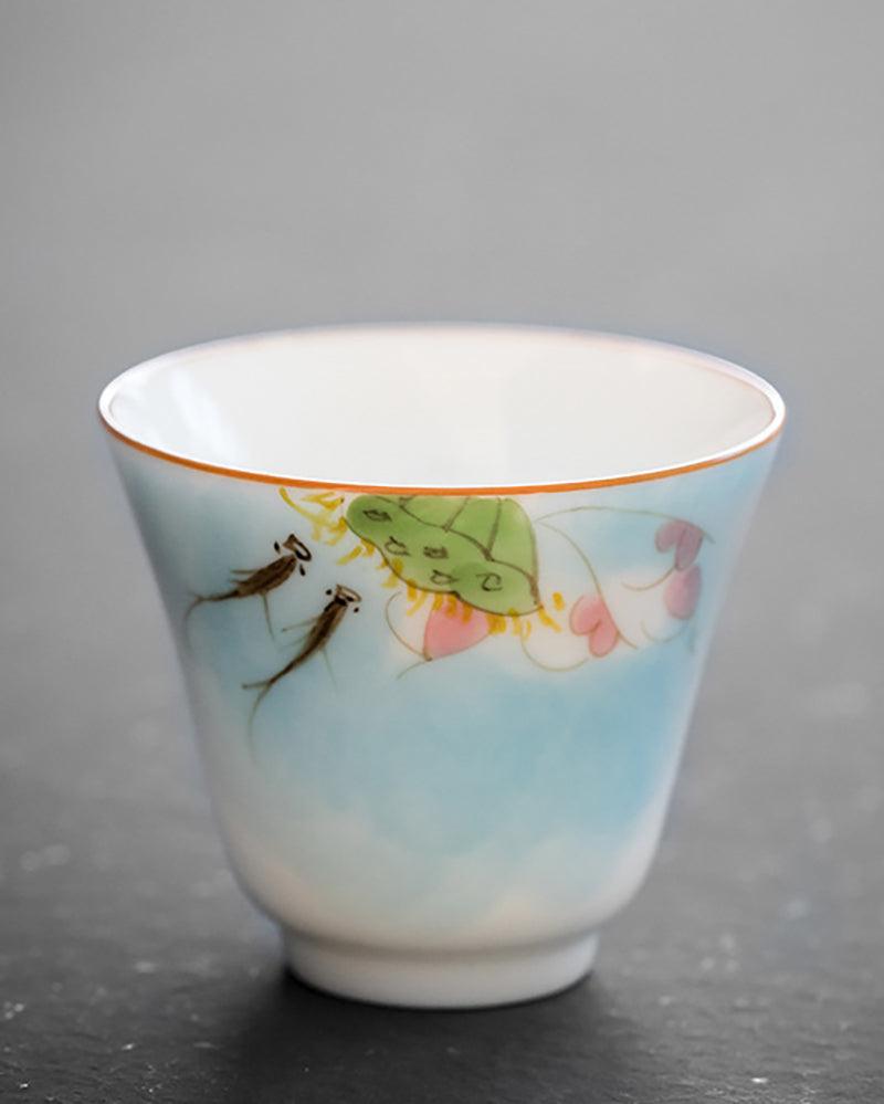 Handpainted Lotus Porcelain Bell Tea Cup - gloriouscollection