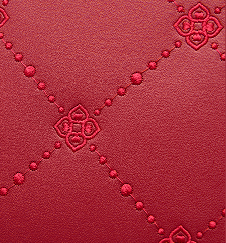Auspicious Ruyi Design Embroidered Genuine Leather Handbag