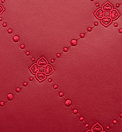 Auspicious Ruyi Design Embroidered Genuine Leather Handbag