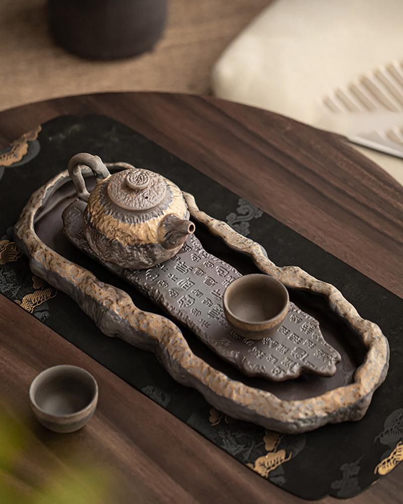 The Heart Sutra Retro Ceramic Tea Pot &amp; Cups &amp; Tea Tray Set - gloriouscollection