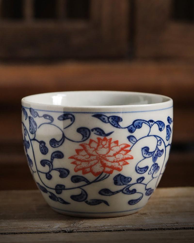 Blue And White Underglaze Red Porcelain Gaiwan Tea Set - gloriouscollection