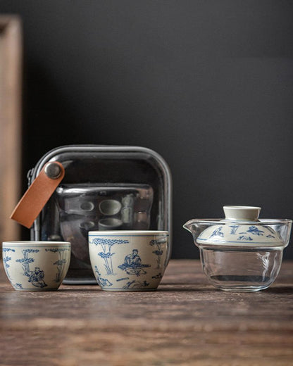Travelling Portable Porcelain Travel Gaiwan Tea Set - gloriouscollection
