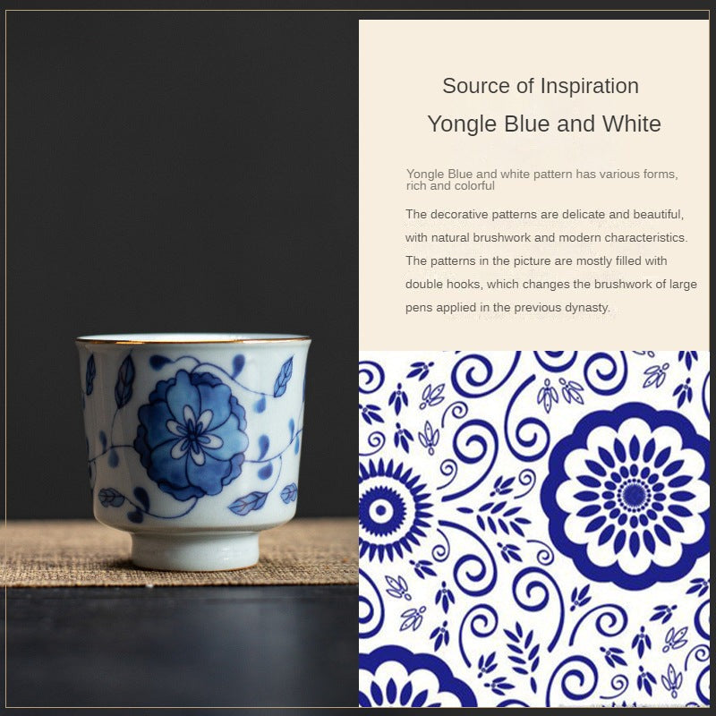 Blue and White Interlock Branch Tea Cup