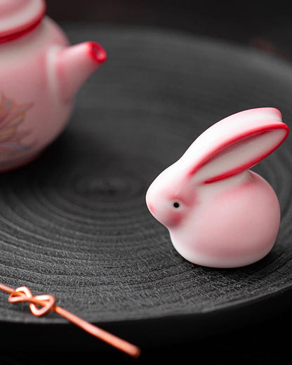 Handmade Ru Kiln Rabbit Decorative Porcelain Tea Pet - gloriouscollection