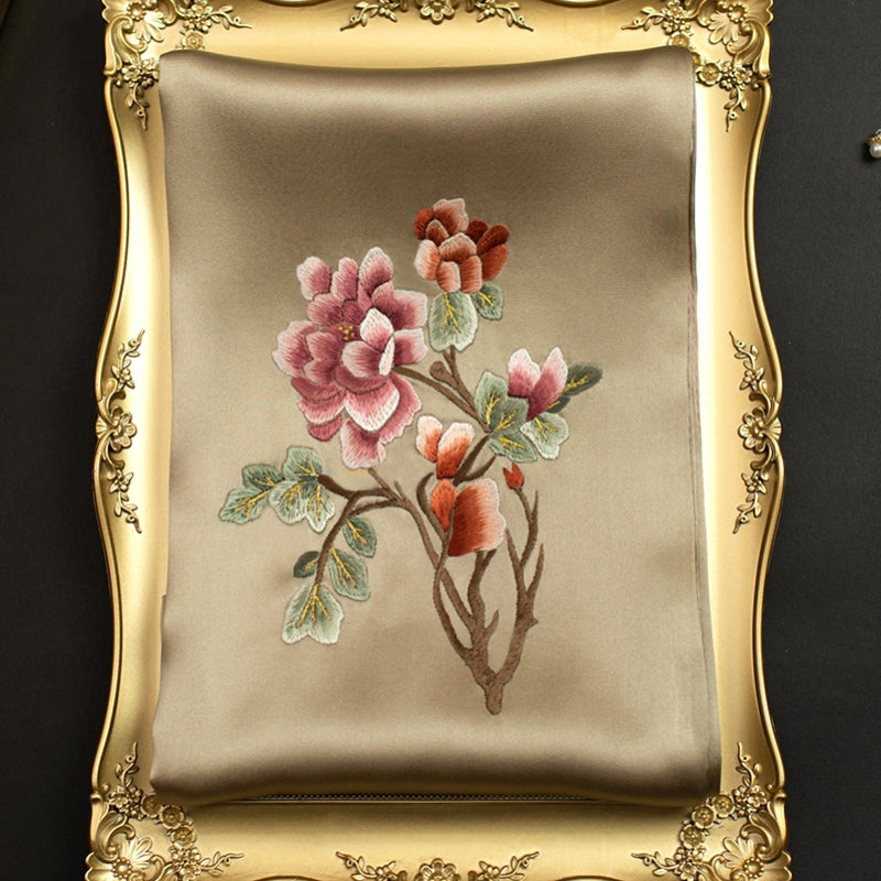 Elegant Suzhou Embroidery Mulberry Silk Scarf