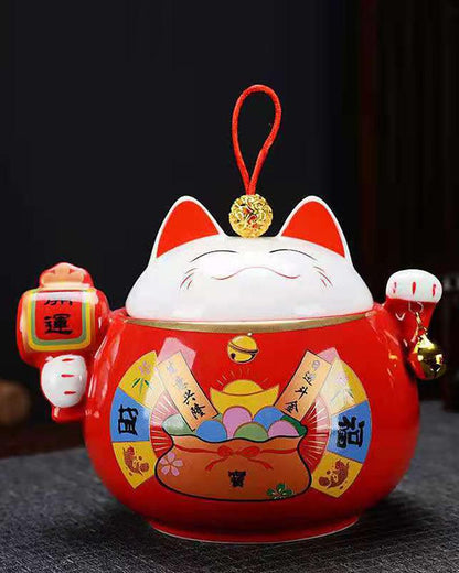 Lucky Cat 4 Color Tea/Candies/Coffee Beans Ceramic Jar - gloriouscollection