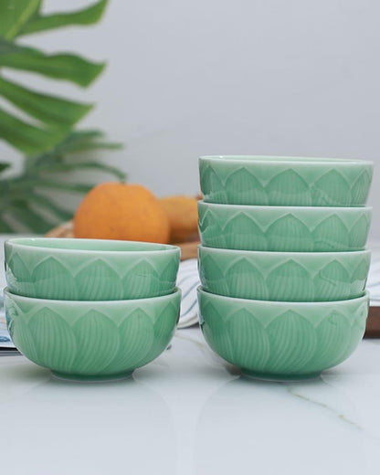 Handmade Vintage Lotus Celadon Porcelain Bowl - gloriouscollection