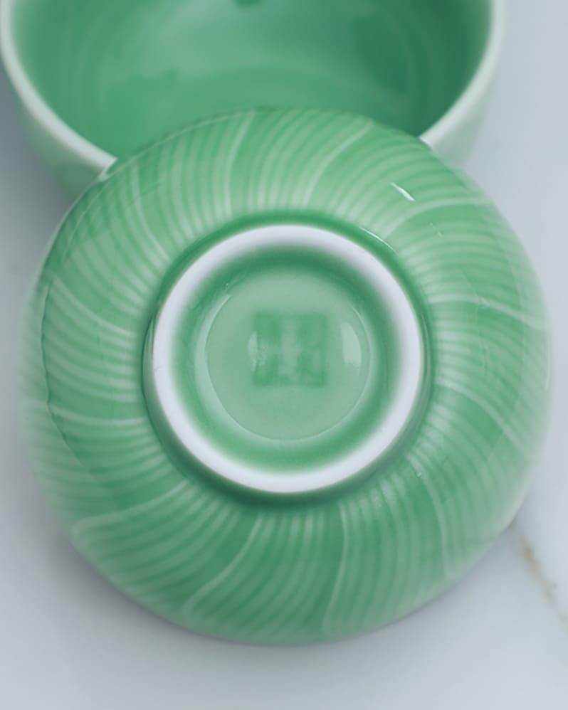 Handmade Vintage Lotus Celadon Porcelain Bowl - gloriouscollection