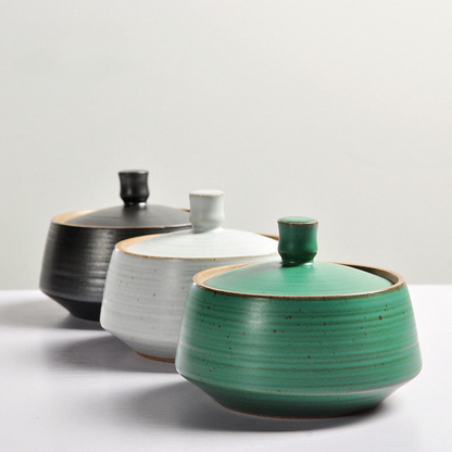 Retro Japanese Style Coarse Pottery Tea Jar
