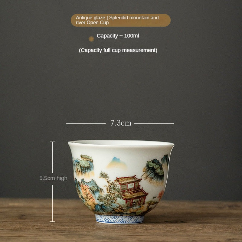 Antique Glaze Enamel Home Handmade Tea Cup
