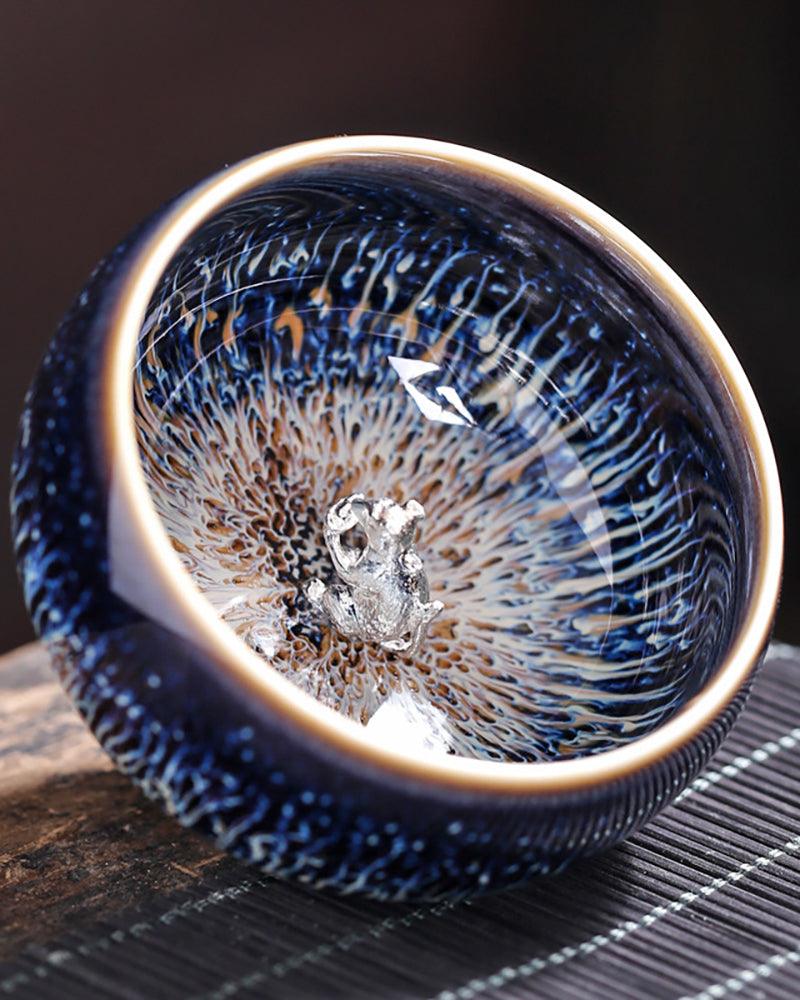 Handmade Kiln-Change Silver Inlaying Jian Zhan Tea Cup - gloriouscollection