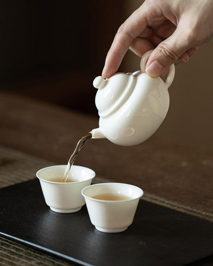 Handmade Mutton-Fat Jade White Porcelain Teapot - gloriouscollection