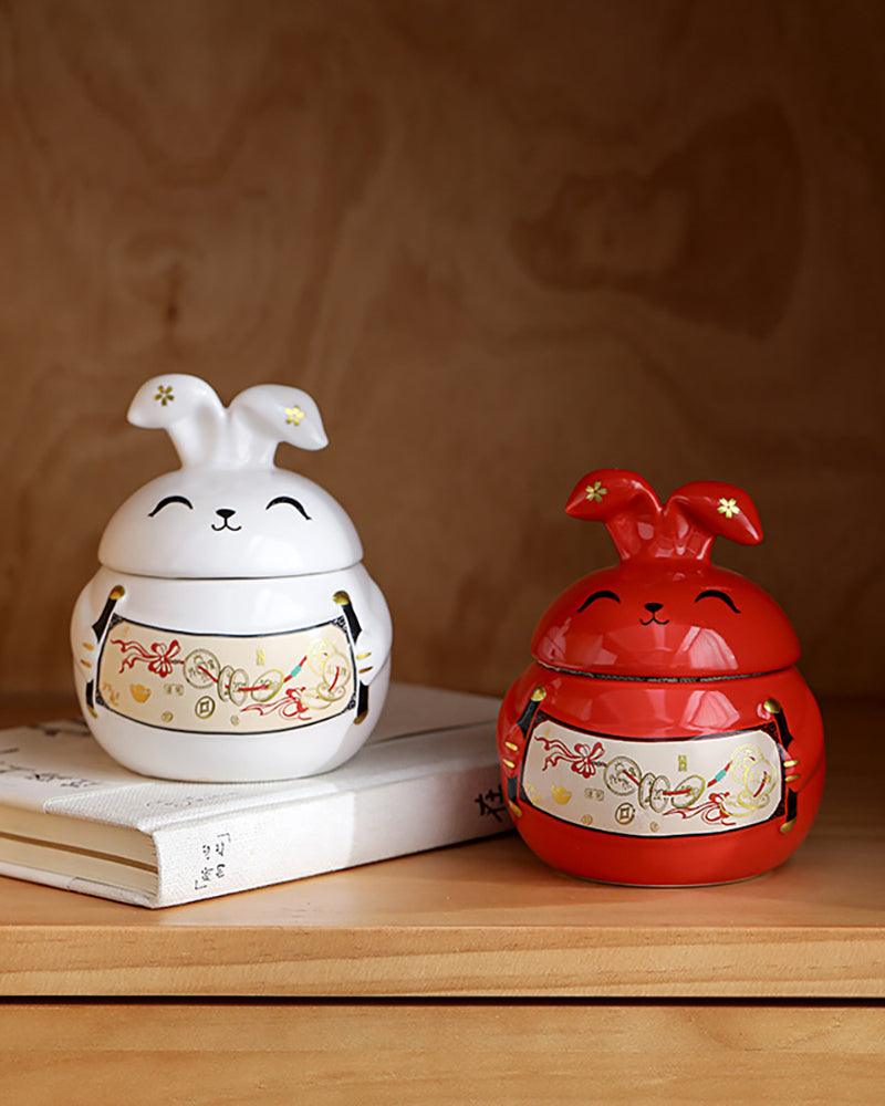Lucky Rabbit Tea/Candies/Coffee Beans Ceramic Jar - gloriouscollection