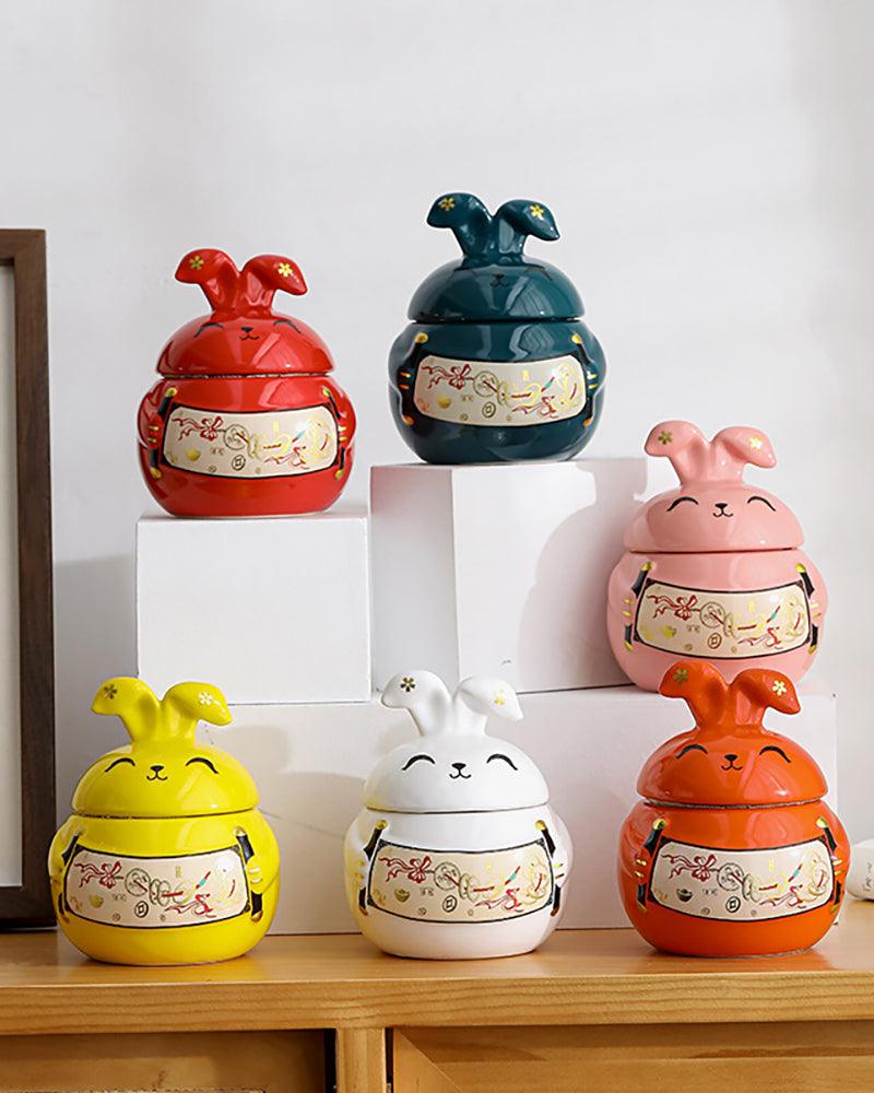 Lucky Rabbit Tea/Candies/Coffee Beans Ceramic Jar - gloriouscollection