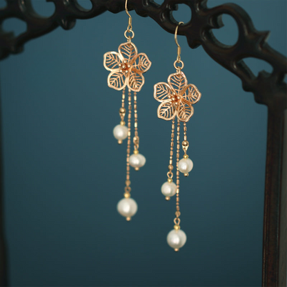 Handmade Antique Earrings Pearl Fringe Earrings