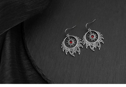 Elegant Oriental Classical Carved Rhinestone Earrings