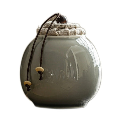 Grass Wood Ash Glaze Bamboo Knot Tea Jar