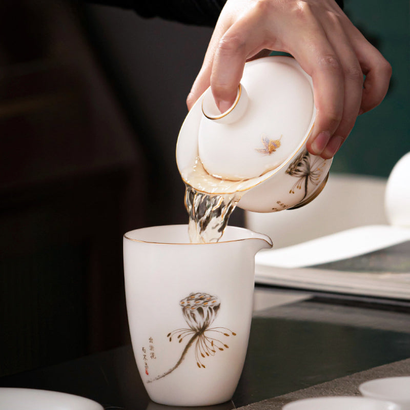 White Jade Porcelain Ice-like Tea Set