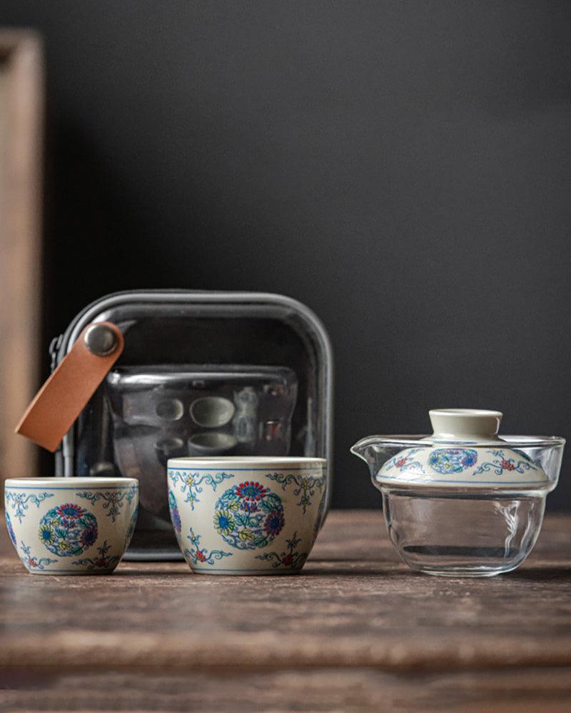 Travelling Portable Porcelain Travel Gaiwan Tea Set - gloriouscollection