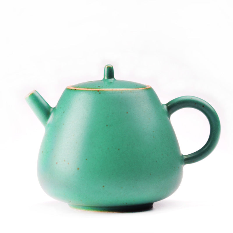 Retro Kiln Baked Green Glaze Teapot