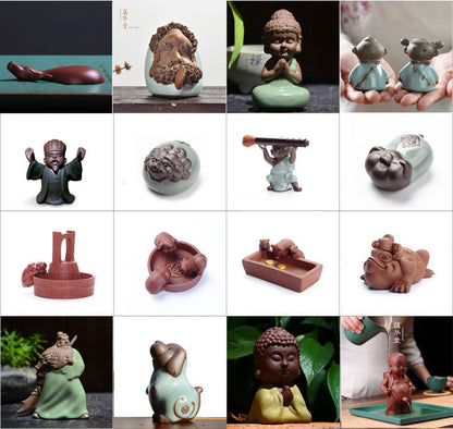 the Eighteen Disciples of the Buddha Happy Arhat Tea Ornaments Decoration Creative Character Buddha Statue Pen Holder Pen Holder Tea Strainer Tea Utensils