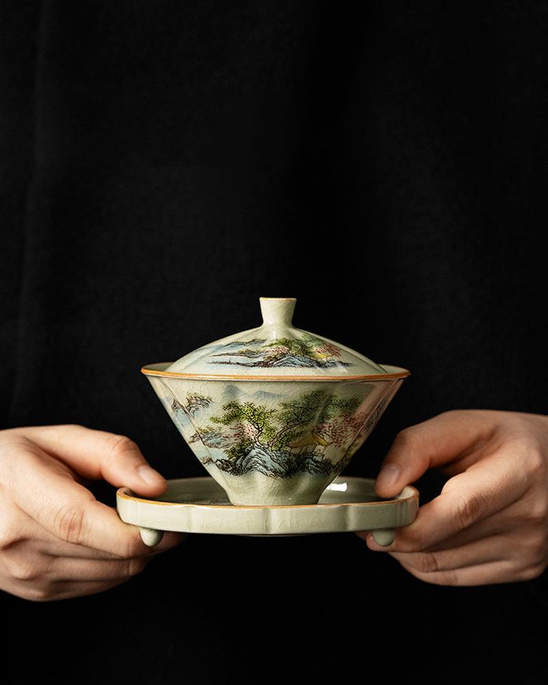 Cyan Green Porcelain Gaiwan Tea Set - gloriouscollection