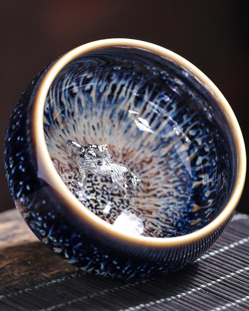 Handmade Kiln-Change Silver Inlaying Jian Zhan Tea Cup - gloriouscollection