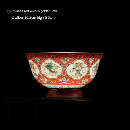 Hand-Painted Eight Treasures Auspicious Golden Enamel Jingdezhen Ceramic Bowl
