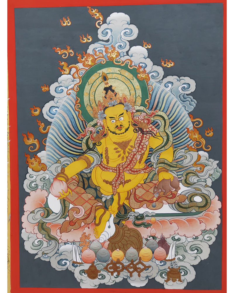 Yellow Jambhala Thangka Painting Customized/Enquiry