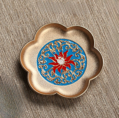 Retro Chinese Style Alloy Saucer Kung Fu Tea Coaster