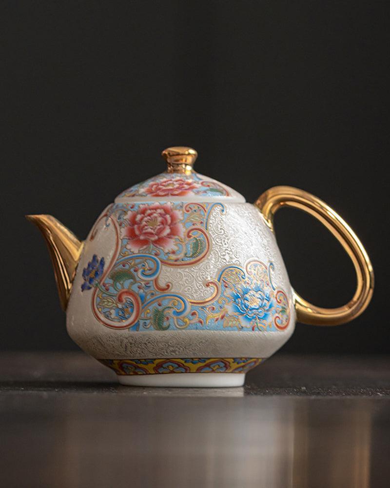 Handmade Silver Filigree Tea Pot Kungfu Tea Set - gloriouscollection