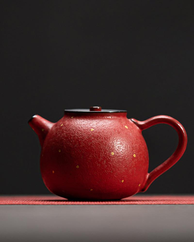 Handmade Pinkish Orange Glaze Porcelain Teapot - gloriouscollection