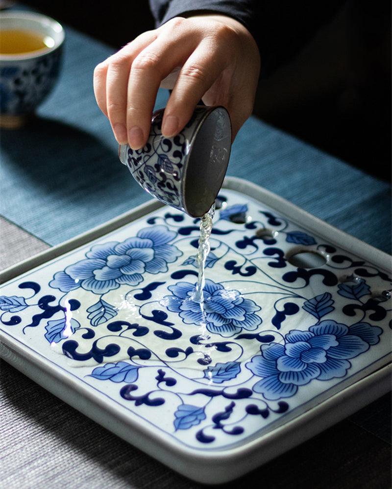 Handmade Blue And White Porcelain Tea Tray - gloriouscollection