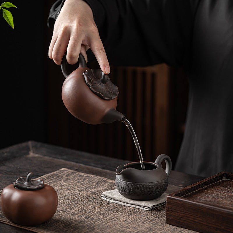 Qingxi Purple Pottery Persimmon Ruyi Tea Set