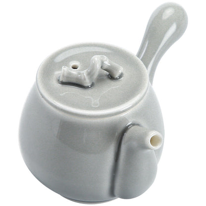 Ice Gray Glaze an Ink Painting of Bamboo Side Handle Teapot