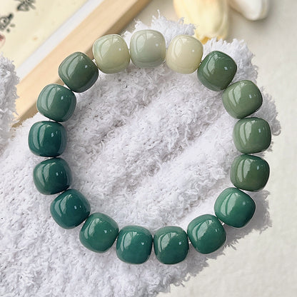 Lime White Jade Bodhi Root Buddha Beads Bracelet