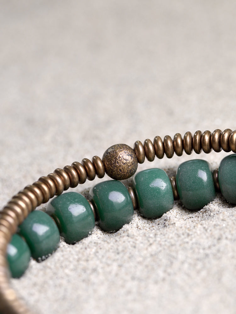 Ethnic Green Bodhi Root Copper Bracelet