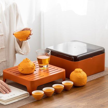 Outdoor Portable Orange Travel Tea Cup Set