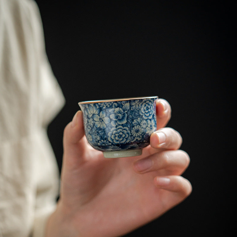 Vintage Blue and White Porcelain Tea Cup