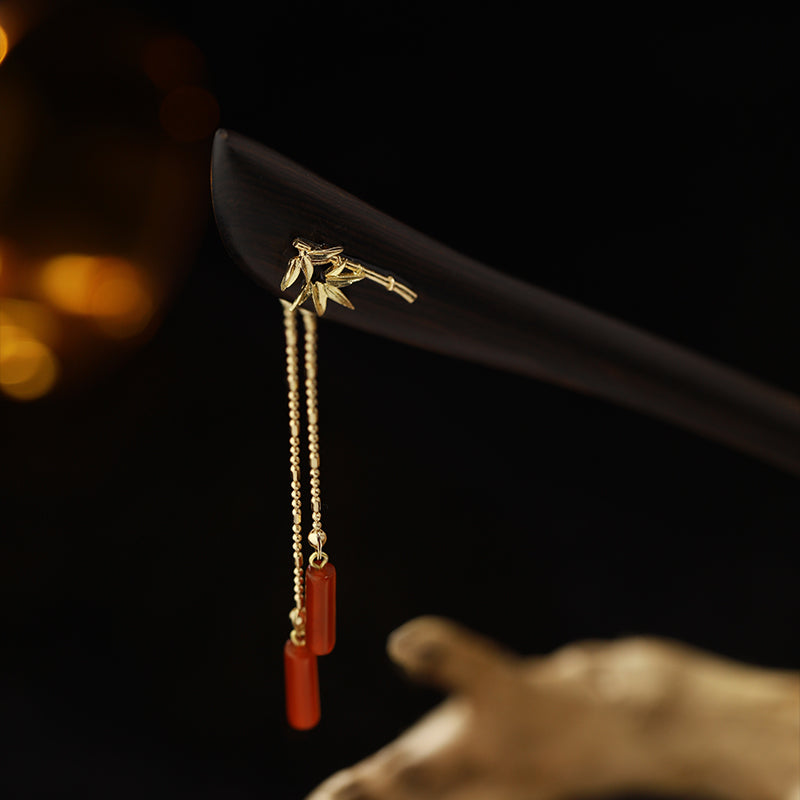 Ancient Style Red Agate Ebony Hairpin