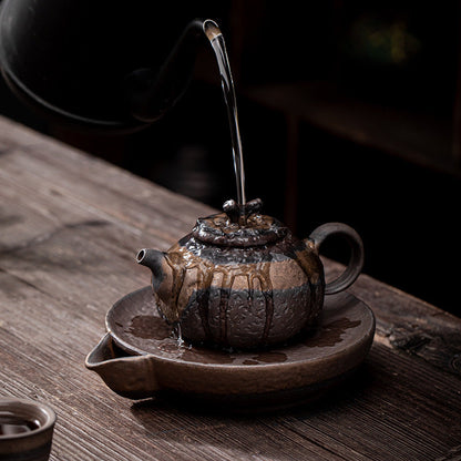 Japanese Style Gilding Iron Glaze Persimmon Teapot