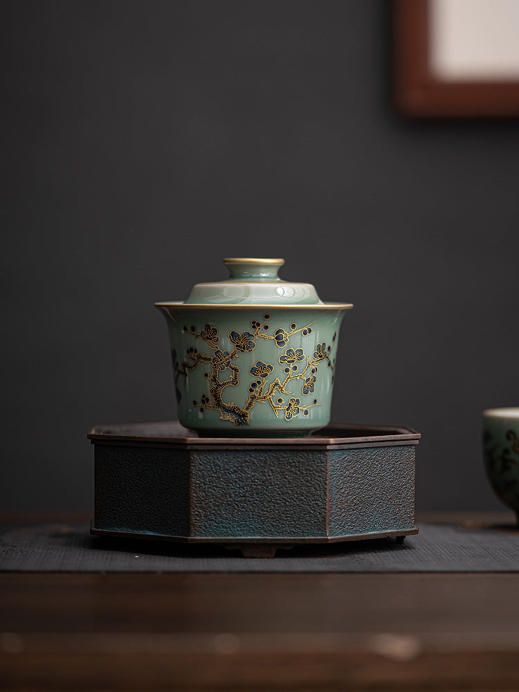 Chinese Style Gold-Painted Anti-Scald Gaiwan