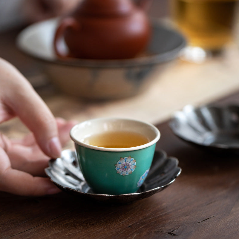 Japanese Turquoise Green Ceramic Tea Cup